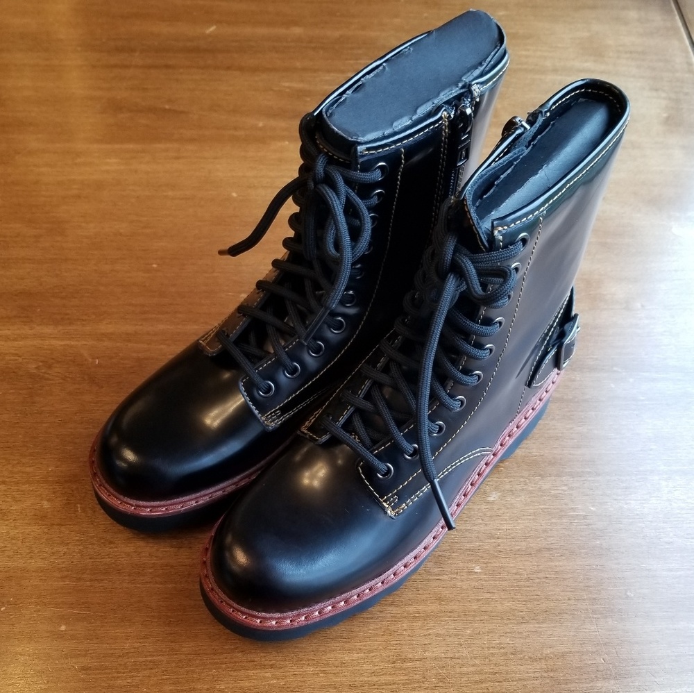 Last pair! Coach Moto Hiker Combat Boot in Black - Picture 5 of 8